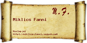 Miklics Fanni névjegykártya